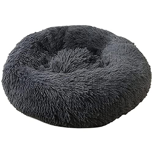 Cálido Felpa Cama Interior Invierno, Perro Nido cárter Nido Peluche Circular Mascota jerarquía de Perro Cama de Perro Invierno tapete Caliente Alfombra Mascota Suministros-Rosa 1_20 Inch