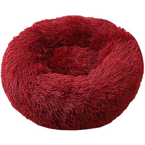 Cálido Felpa Cama Interior Invierno, Perro Nido cárter Nido Peluche Circular Mascota jerarquía de Perro Cama de Perro Invierno tapete Caliente Alfombra Mascota Suministros-Rosa 1_20 Inch