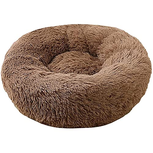 Cálido Felpa Cama Interior Invierno, Perro Nido cárter Nido Peluche Circular Mascota jerarquía de Perro Cama de Perro Invierno tapete Caliente Alfombra Mascota Suministros-Rosa 1_20 Inch