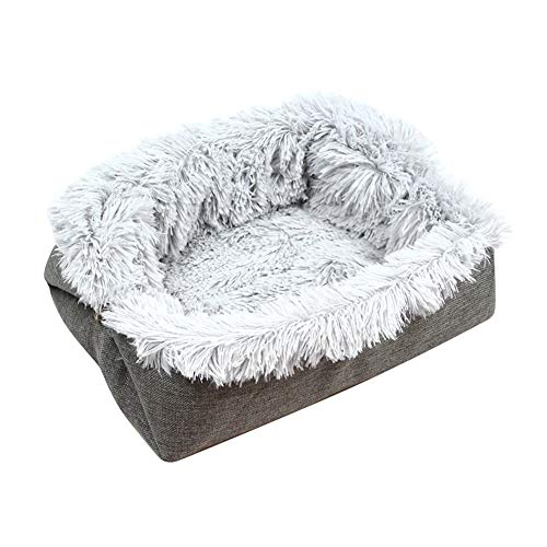 Cama de felpa para la mayoría gatos y perros pequeños, 63,5 x 58,2 cm, suave y cálida, para invierno, con forro suave a juego, resistente a la suciedad