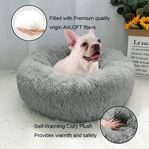 Cama de peluche para gatos y perros, cama redonda de peluche, donut para gatos y perros, suave y redonda para gatos y perros, cama para dormir para mascotas en nuez