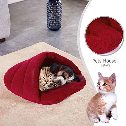 Cama para Gatos Casa de Perrera Colchoneta para Dormir Perros Cordero Cordero Cojín para Mascotas C Cojín para Perros Zapatilla Casa para Perrera Almohadilla para Dormir-Naranja, XS, Francia