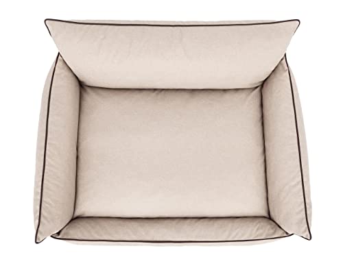 Cama para perros, cama para mascotas, cojín para perros, cojín para perros, cama para perros, colchón para mascotas, sofá, cama para perros, tamaño L – 64 x 49 cm, color beige con piedras ecológicas