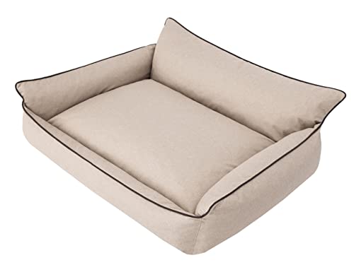 Cama para perros, cama para mascotas, cojín para perros, cojín para perros, cama para perros, colchón para mascotas, sofá, cama para perros, tamaño L – 64 x 49 cm, color beige con piedras ecológicas