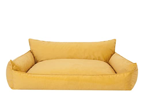 Cama para perros, cama para mascotas, cojín para perros, cojín para perros, cama para perros, colchón para mascotas, sofá, cama para perros, tamaño L – 64 x 49 cm, color amarillo Fancy