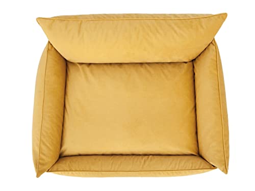 Cama para perros, cama para mascotas, cojín para perros, cojín para perros, cama para perros, colchón para mascotas, sofá, cama para perros, tamaño L – 64 x 49 cm, color amarillo Fancy