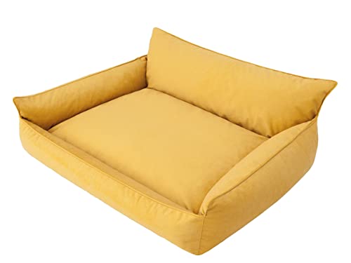 Cama para perros, cama para mascotas, cojín para perros, cojín para perros, cama para perros, colchón para mascotas, sofá, cama para perros, tamaño L – 64 x 49 cm, color amarillo Fancy