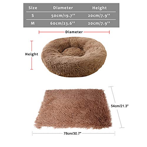 Cama para Perros Gatos y Mantas Perros 2 Piezas de felpa suave Camas redondas para rosquillas Almohadas para Perros Cojín para Camas para Gatos con Calentamiento Automático Cojín para Sofá para Perros