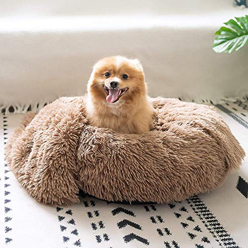 Cama para Perros Gatos y Mantas Perros 2 Piezas de felpa suave Camas redondas para rosquillas Almohadas para Perros Cojín para Camas para Gatos con Calentamiento Automático Cojín para Sofá para Perros