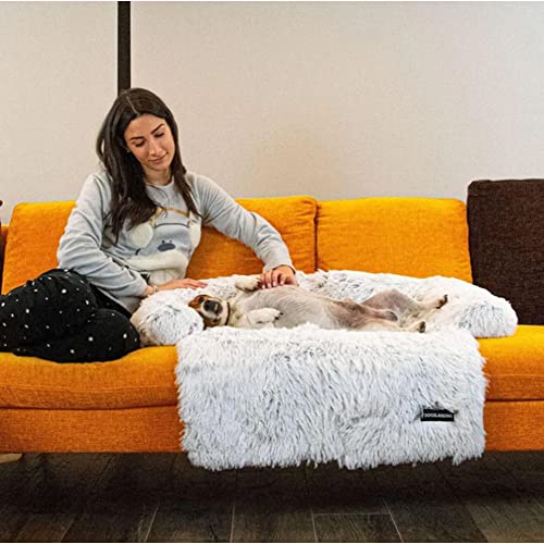 Cama Para Perros, Manta Para Perros, Almohada Ortopédica De Felpa Para Perros, Sofá Para Proteger El Sofá, Alfombrilla Impermeable Antideslizante Para Perros(Size:Pequeña,Color:Ángulo gris-recto)