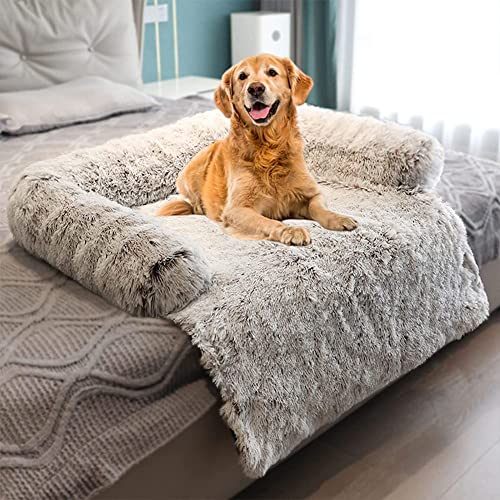 Cama Para Perros, Manta Para Perros, Almohada Ortopédica De Felpa Para Perros, Sofá Para Proteger El Sofá, Alfombrilla Impermeable Antideslizante Para Perros(Size:Pequeña,Color:Ángulo gris-recto)