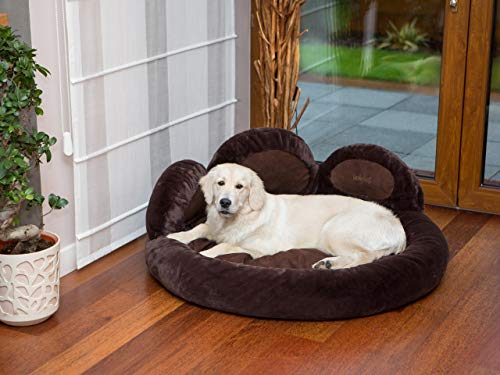 Cama para perros y gatos, cama para mascotas, tumbona para gatos, sofá redondo, cojín para perros, cama para perros, colchón para animales, color marrón, XL – Diámetro de 85 cm