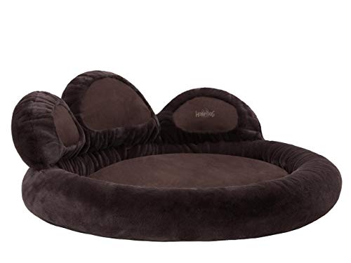 Cama para perros y gatos, cama para mascotas, tumbona para gatos, sofá redondo, cojín para perros, cama para perros, colchón para animales, color marrón, XL – Diámetro de 85 cm