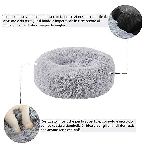 Cama para Perros y Gatos Cozywind sofá para Mascotas 60 cm de Diámetro, de Felpa Gruesa, Redonda, para Mascotas, con Guantes de Baño para Mascotas