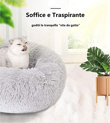 Cama para Perros y Gatos Cozywind sofá para Mascotas 60 cm de Diámetro, de Felpa Gruesa, Redonda, para Mascotas, con Guantes de Baño para Mascotas