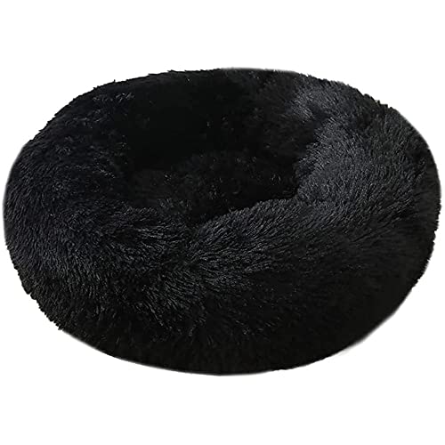 Cama para Perros y Gatos, Perro Nido cárter Nido Peluche Circular Mascota jerarquía de Perro Cama de Perro Invierno tapete Caliente Alfombra Mascota Suministros-Negro_43 Inch