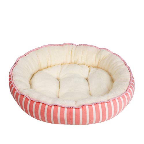 Cama Perros y Gatos Suave Calentito Cojín Lavable Invierno Sofá de Perro Cojín Reversible Ovalado Colchonetas de Dormir Almohadilla para Mascotas,Pink,L (60 * 48CM)