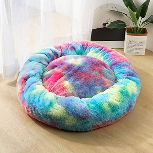 Camas de gato Ronda Cómodo Calming Perro Cama Para Gatos Cama Calmante Perro Anti Anxiet Casa Para Gato Lana Malvavisco Gato Cama Cojín 2,OD 60 cm, China