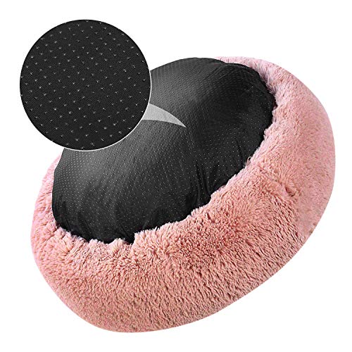 Camas para Gatos,Cama para Perros Cama cómoda para Mascotas, Cojín cálido y Suave para Cama con Nido para Gatos, Sofá de Perrera de rosquilla Redonda Impermeable Lavable-Rosa-M