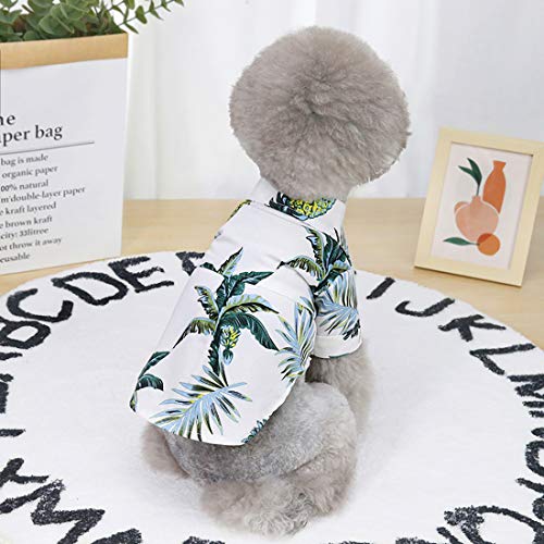 Camisa de Perro Ropa Camisa Casual de Hawaii Camisas de árbol de Coco Verano Fresco Seabeach Camiseta sin Mangas para Perro Pequeño Hawaii-Blanco,S