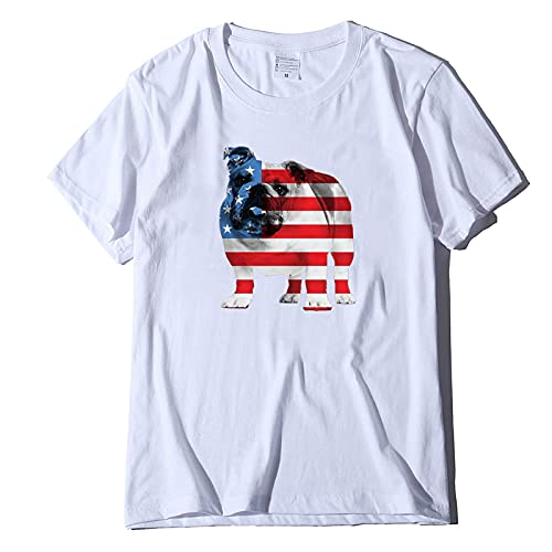 Camiseta con Cuello Redondo de la Bandera Americana para Mujer, Camiseta patriótica Independiente con Estampado de Animales Camiseta de Manga Corta Estampada