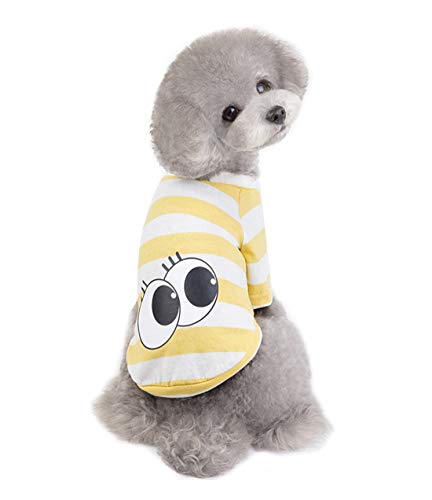 Camiseta De Perro Camisa del Gato del Chaleco del Perro De Dos Patas Perro Corto Manga Camiseta A Rayas Patrón De Ojo Impresión Transpirable Verano De Perrito Gatito del Perrito