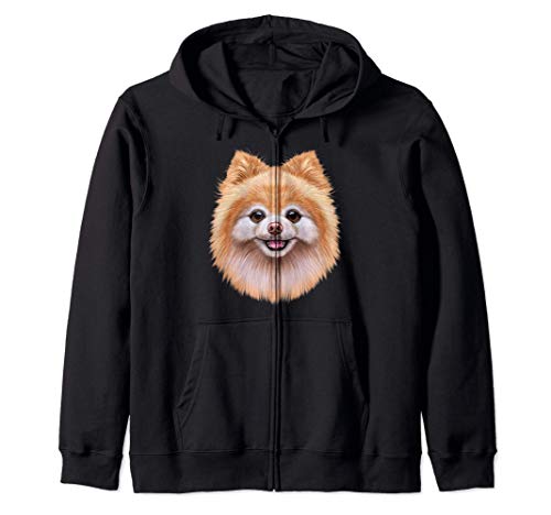 Cara de perro pomerania naranja Sudadera con Capucha