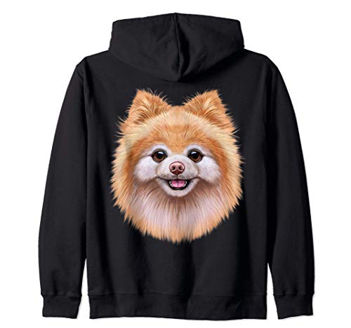 Cara de perro pomerania naranja Sudadera con Capucha