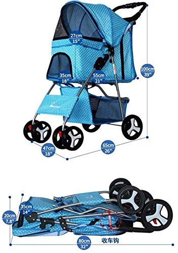 Carrito para Mascotas, Cochecito para Perros Cochecito para Mascotas, Cochecito para Perros para Viajar, Cochecito Veterinario de Viaje, Cochecito para Perros discapacitados, 2 Ruedas giratorias Dela