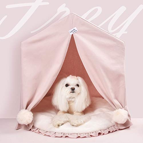 casa de Mascotas Carpa extraíble Lavable Perro de Mascota Camas Princesa Soft House Perro de la jerarquía del Gato Sofá Cama for Perros de Perrito Perrito Casa Mat perreras (Color : Pink)