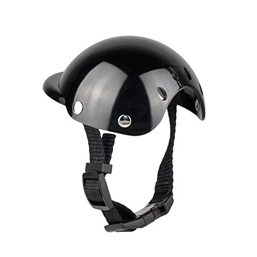 Casco para perros, mascotas, casco para perros, casco para bicicleta, moto, coche, gorro de seguridad, para protección solar y lluvia, color negro