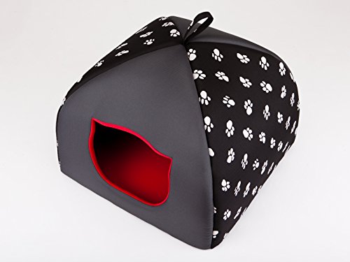 Caseta para gatos, sofá tumbona, cojín para gatos, sofá, cesta para gato, cama, sofá para animales, cama para mascotas, cojín R3 – 49 x 49 cm, color negro con patas