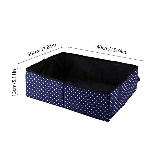 Cat Litter Pan, Cat Plegable Litter Box Pet Litter Pan Impermeable Tela Plegable al Aire Libre Wave Point Printing Pet Cat Litter Pan para Viajes Viaje al Aire Libre Camping Uso en el hogar(Azul)