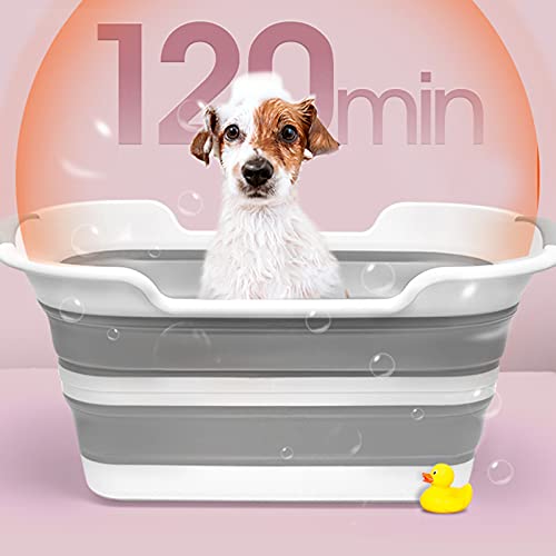 catch-L Bañera para Perros Bañera Plegable para Gatos Y Mascotas Bañera Especial Bañera Anti-Running Piscina De Baño para El Hogar(Size:60X40cm,Color:Gris)