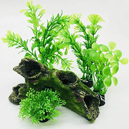 Cayway 20 Pz Plantas Artificiales Acuario, Acuario Plantas de Plástico Altura Plantas Acuario Dorno de Acuario de Resina Rocalla para Decoración de Acuarios y Peceras