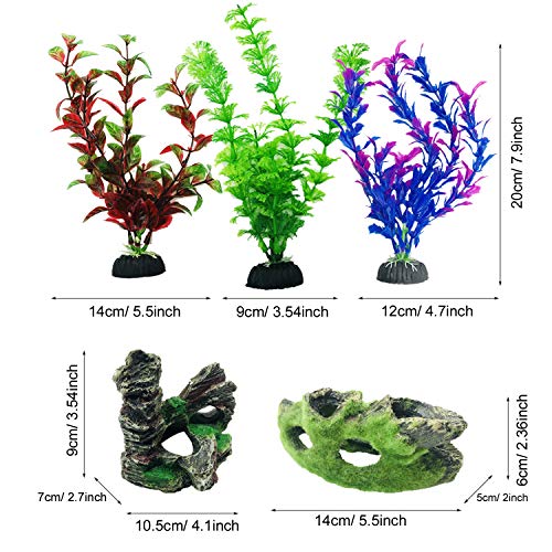 Cayway 20 Pz Plantas Artificiales Acuario, Acuario Plantas de Plástico Altura Plantas Acuario Dorno de Acuario de Resina Rocalla para Decoración de Acuarios y Peceras