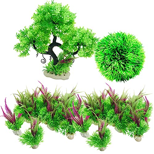 Cayway Plantas de Acuario Decoraciones, 27 Pz Plantas Artificiales Acuario Plantas de Plantas Artificiales Aquarium Decoration Plantes para Decoración de Acuarios y Peceras