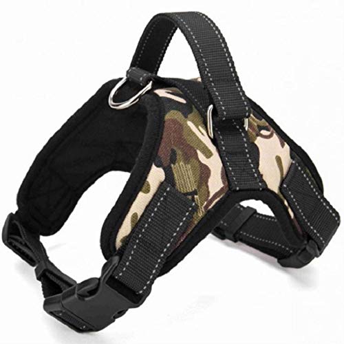 CCLIN Pet Saddle Chest Chaleco Arnés A Prueba de explosiones Arnés Mediano Grande para Perros Samoyedo Golden Retriever Correa para Perros Grande Correa para Caminar Correa, Letras de Camuflaje, S