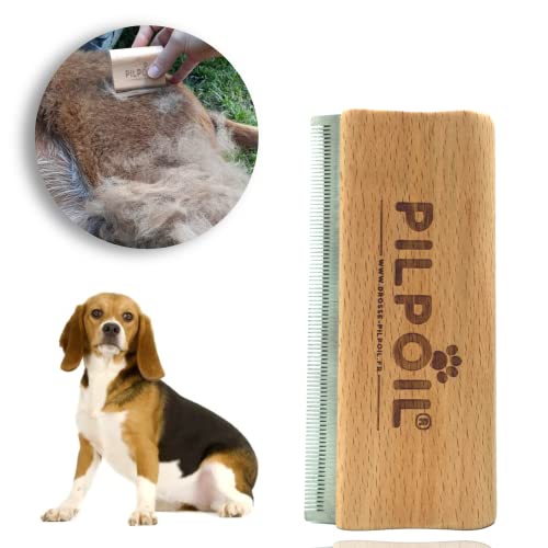 Cepillo para pelos de perro, gato, caballo, conejo, antimudo, elimina el 95 % bajo el pelo muerto, peine mágico y antipelos, herramienta de aseo profesional de madera natural y ergonómica.