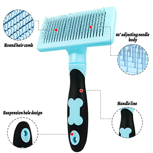 Cepillo para Perros y Gatos La Cabeza se Puede Girar Peine para Mascotas Depilación y eliminación con Puntas densas de Acero Inoxidable Reduce el 98% del Cabello Suelto Conveniente (Azul)