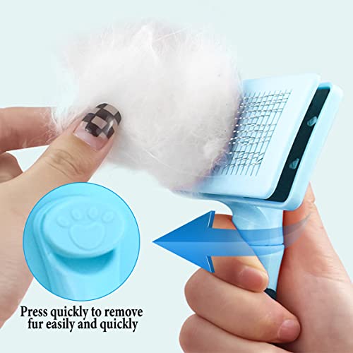 Cepillo para Perros y Gatos La Cabeza se Puede Girar Peine para Mascotas Depilación y eliminación con Puntas densas de Acero Inoxidable Reduce el 98% del Cabello Suelto Conveniente (Azul)