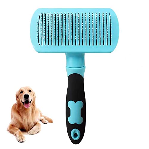 Cepillo para Perros y Gatos La Cabeza se Puede Girar Peine para Mascotas Depilación y eliminación con Puntas densas de Acero Inoxidable Reduce el 98% del Cabello Suelto Conveniente (Azul)