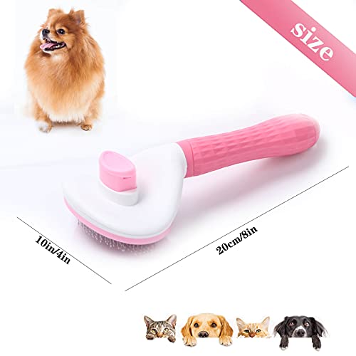 Cepillo Para Perros y Gatos,Cepillo Perro,Cepillo Gato,Cepillo Para Mascotas autolimpiante Con un Clic,Elimina eficazmente el pelo muerto y la pelusa de las mascotas. (Rosa)