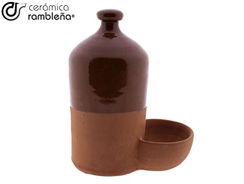 CERÁMICA RAMBLEÑA | Bebedero para perro | Bebedero para gatos | Bebedero gallinas barro rojo de La Rambla (Córdoba) | Filo miel | 100% Hecho a mano | 1 litro | ECO