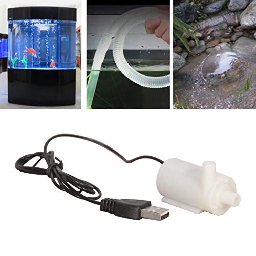 certylu Bomba de Agua Tanques de Peces Acuario USB DC 5V 2-3L/min Cargador Mini Motor Bomba de Agua Accesorio Presión de Agua: 3L/min