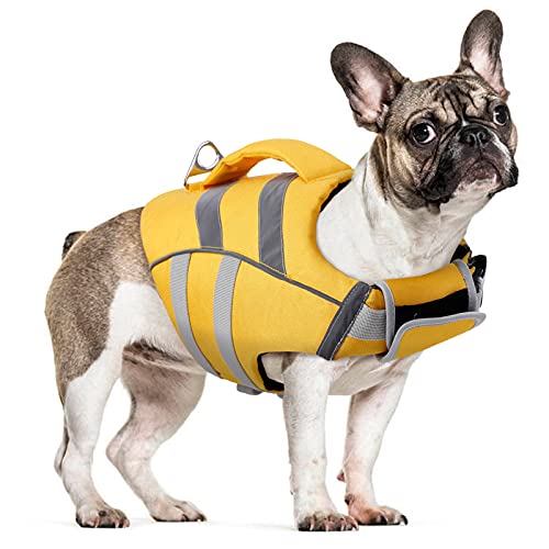 Chaleco salvavidas para perros, chaleco salvavidas flotante, abrigo ajustable, con asa para nadar, surf, navegar.