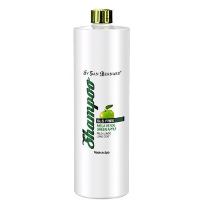 Champú de Manzana Verde SLS Free - Champú para Gatos y Perros - 1 L - Ayuda a Conseguir una Profunda Reestructuración del Cabello - Ideal para Pelos Largos - Produce Menos Espuma - IV San Bernard