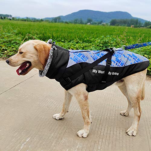 Chaqueta Impermeable Para Perros Con Arnés, Adecuada Para Perros Medianos Y Grandes, Abrigos Abrigados Para Perros, Ropa De Invierno, Ropa Para Mascotas A Prueba De Vien(Color:Azul,Size:XXXXXX-Grande)