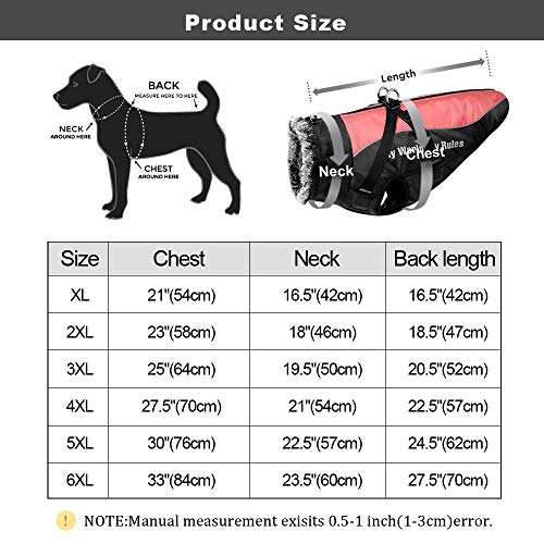 Chaqueta Para Perros Con Arnés, Chaleco Para Perros A Prueba De Viento Con Tiras Reflectantes, Apto Para Perros Medianos Y Grandes, Chaleco Deportivo Para Perros Cálido(Color:Rosado,Size:XXXXX-Grande)