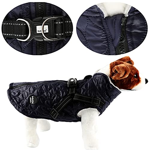 Chaqueta para Perros Invierno Abrigos para Perros Pequeño Mediano Prueba de Viento con Anilla para Arnés - Estilo B, Azul Oscuro, S